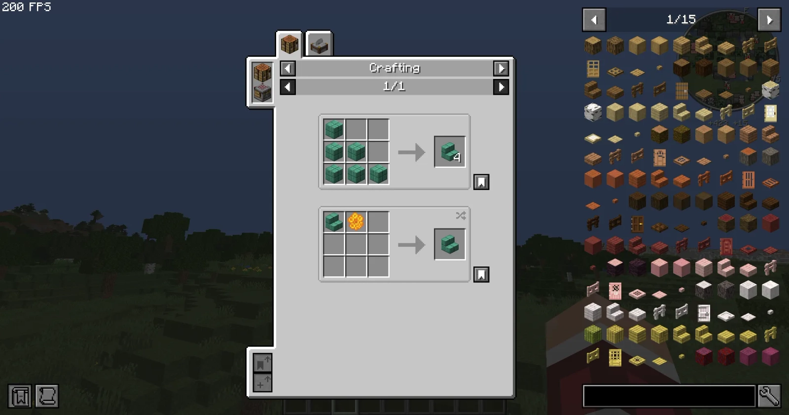 JEI recipe interface showing a crafting recipe