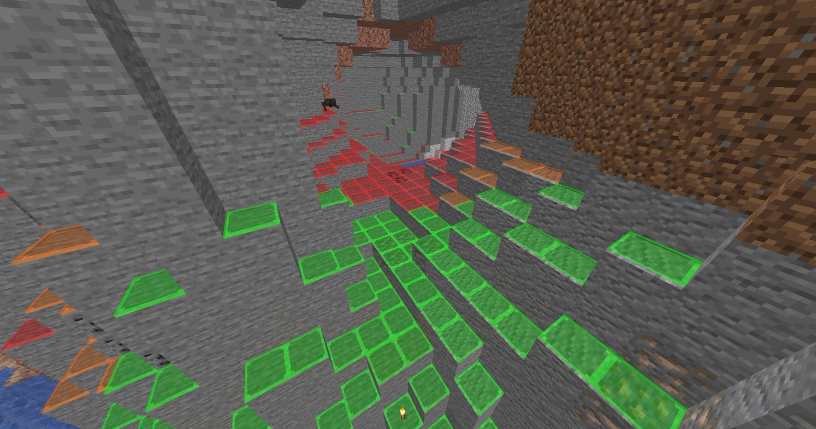 Lighty light level overlay showing safe paths in a cave